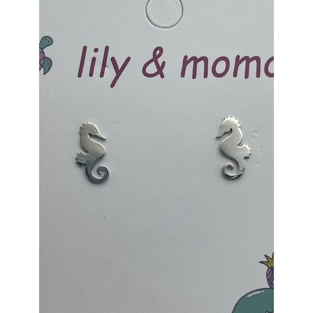 Lily & Momo Sterling Silver Petite Seahorse Kids Stud Earrings New